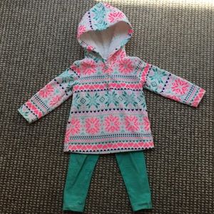 Carters Sherpa lined fleece top/ leggings set 18M